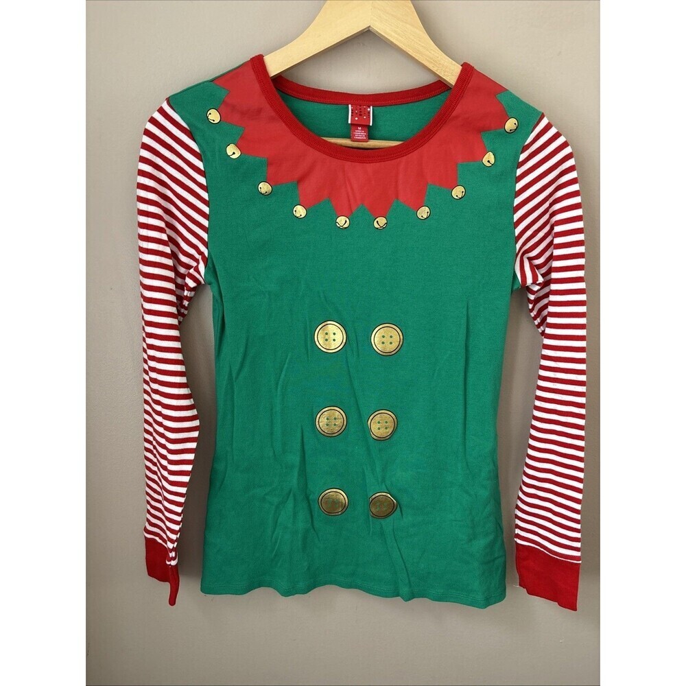 Wondershop Women’s Medium Elf Pajama Top Green Holiday Long Sleeve